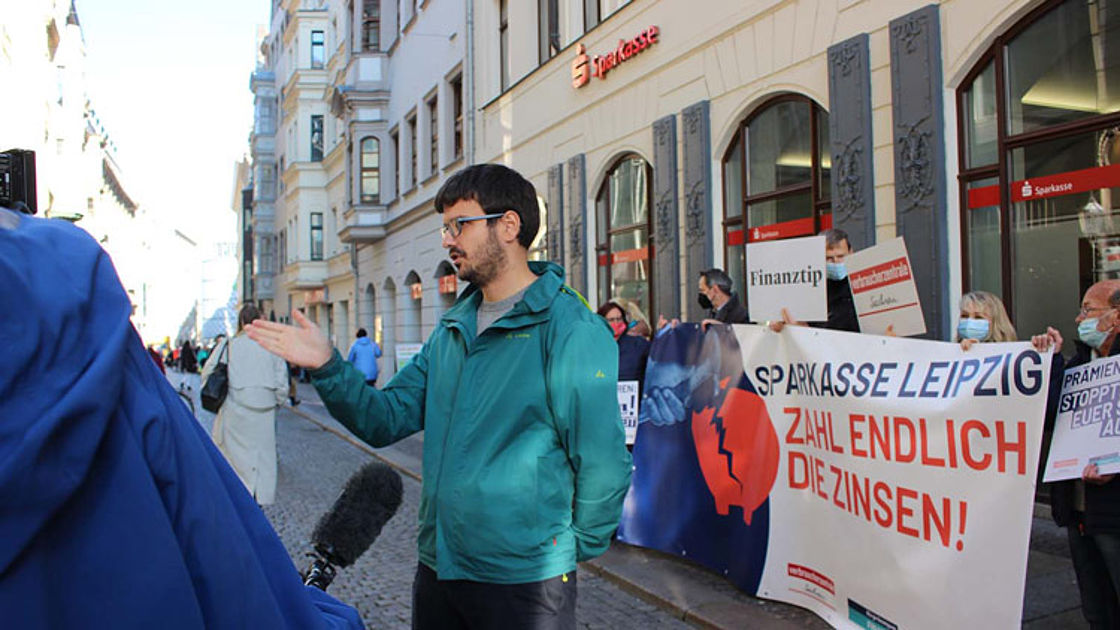 Protestaktion Sparkasse Leipzig