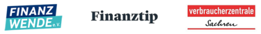 Logos: Bürgerbewegung Finanzwende, Finanztip und Verbraucherzentrale Sachsen