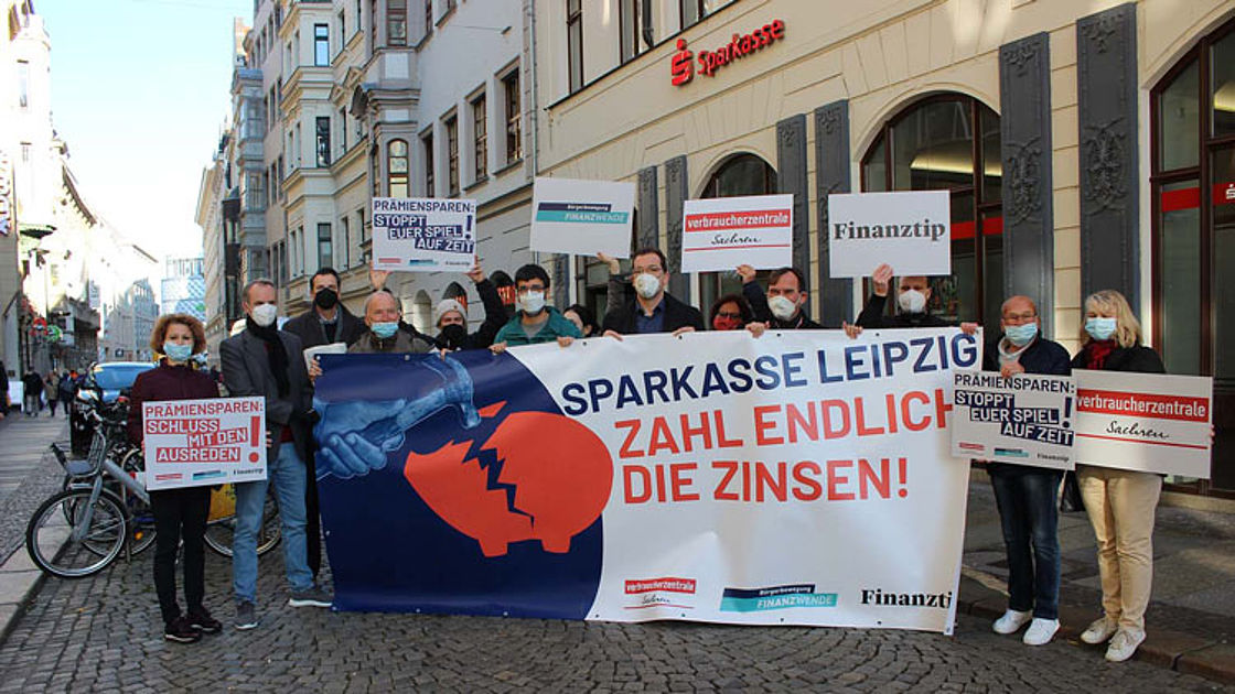 Protestaktion Sparkasse Leipzig